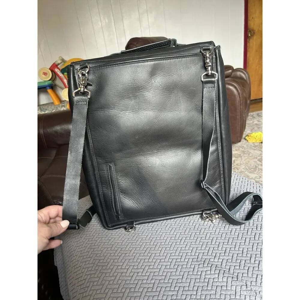 East Side Leather Black Back Pack Converts To Crossbody Hand Made Satchel Purse